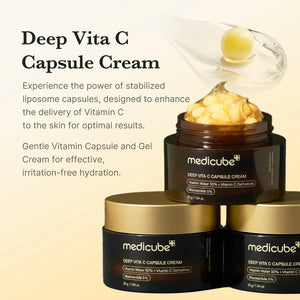 Medicube Deep Vita C Capsule Cream 55g | Brightening & Anti-Aging Vitamin C Moisturizer | Glowing Skin Care