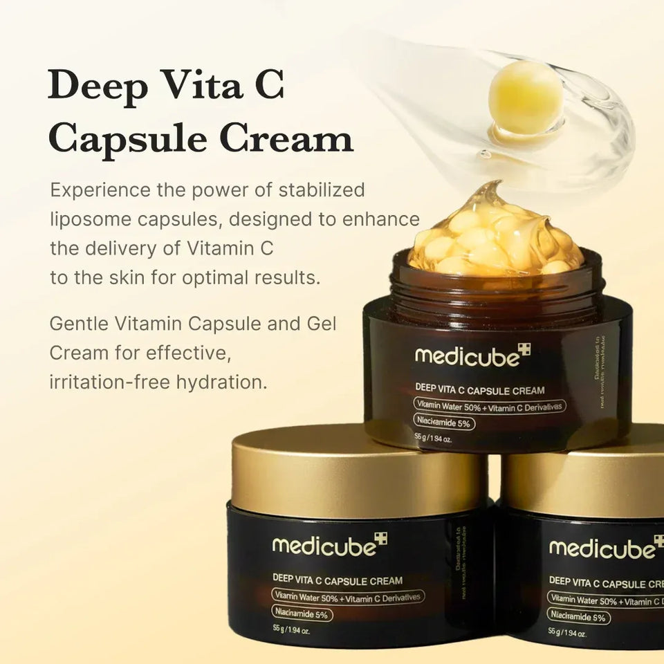 Medicube Deep Vita C Capsule Cream 55g | Brightening & Anti-Aging Vitamin C Moisturizer | Glowing Skin Care