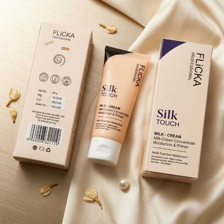 FLiCKA Silk Touch 3‑in‑1 Moisturizer & Primer | Hydrating, Lightweight, Long‑Lasting | Pore Minimizer | Sealed Pack 60gm