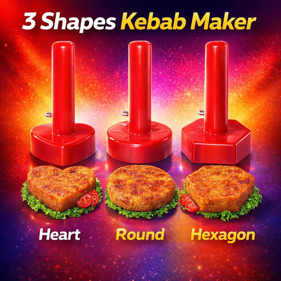 Kabab Maker Set of 3 Pcs 1 x Heart Shape - 1 x Round Shape - 1 x Hexagon