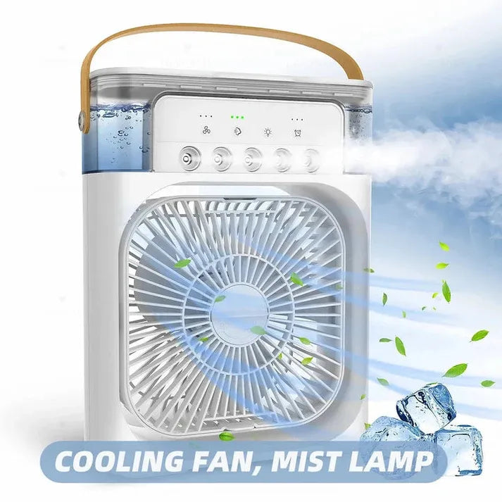10-Inch Desktop Water Mist Fan – Portable Humidifier Air Cooler with 5-Hole Spray, 3 Speed Modes, and LED Night Light